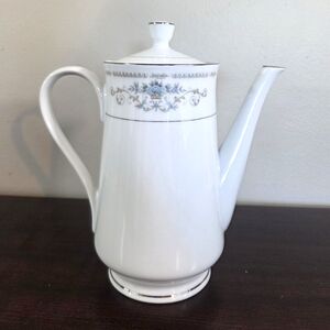 DIANE by Wade Coffee Pot 9 1/4" Fine China Blue Flowers Platinum Trim-Retired